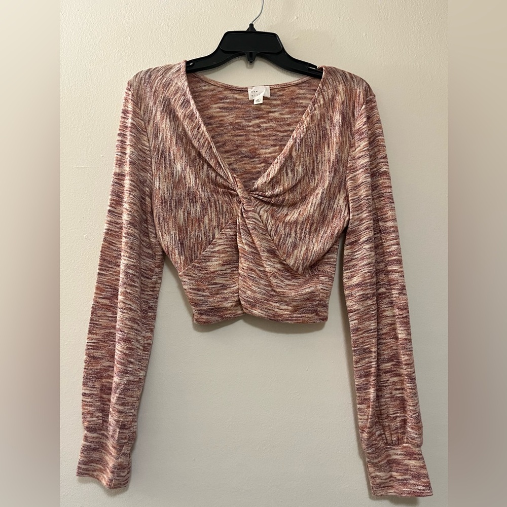 Boho twist front long sleeve top